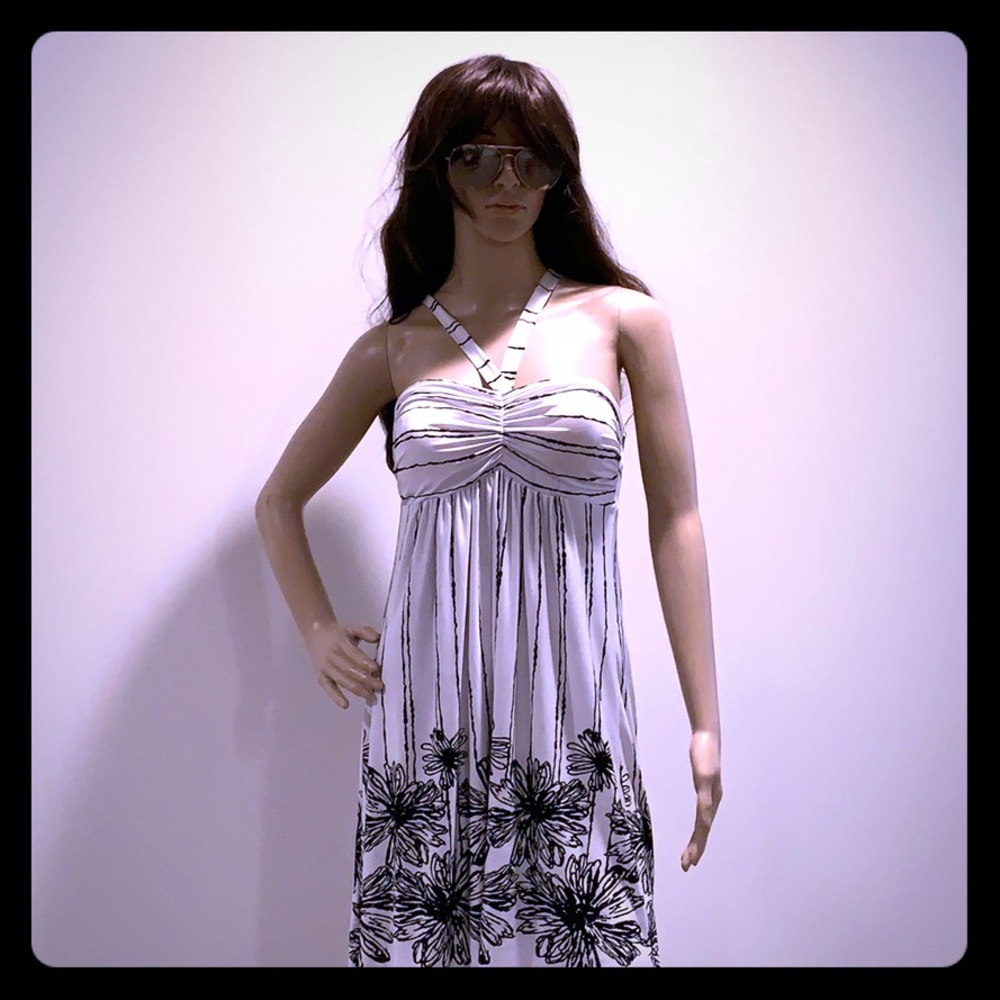 Black and white halter dress